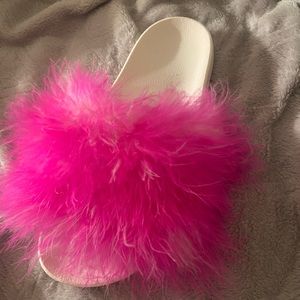 White Slides With Fur